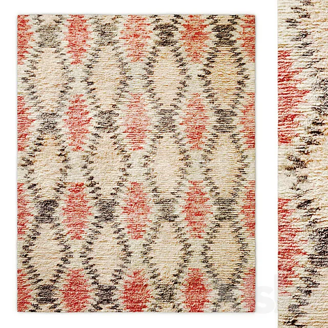 Aztec Handwoven Wool Shag Rug RH 3ds Max