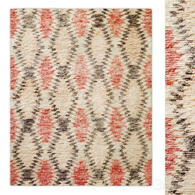 Aztec Handwoven Wool Shag Rug RH 3dsMax Model