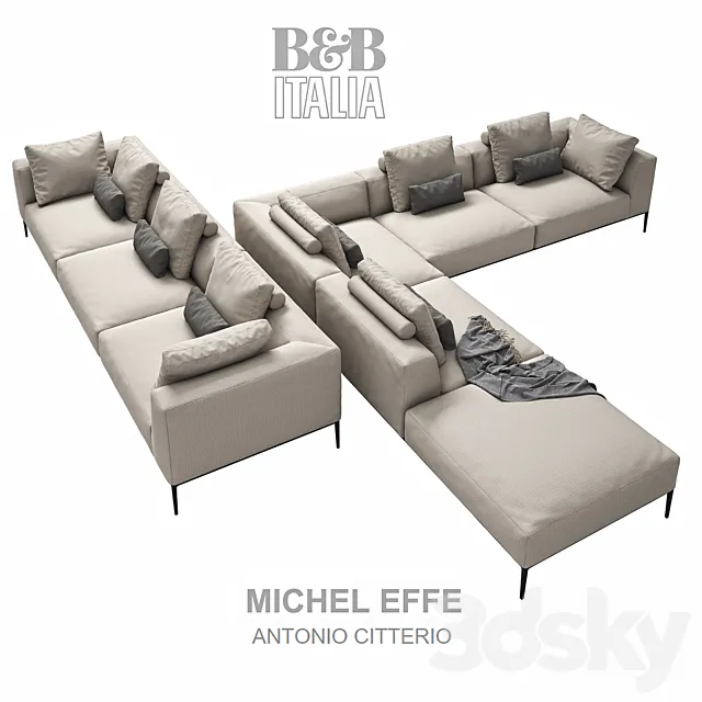 B & B ITALIA MICHEL EFFE 2 sofas 3DSMax File