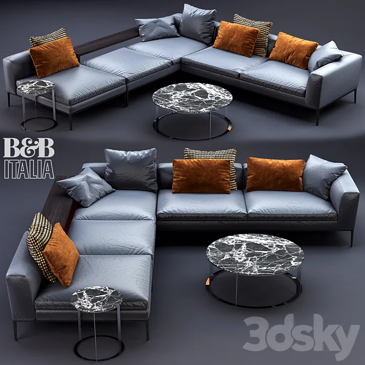 B &B Italia MICHEL Leather Sofa 3DS Max