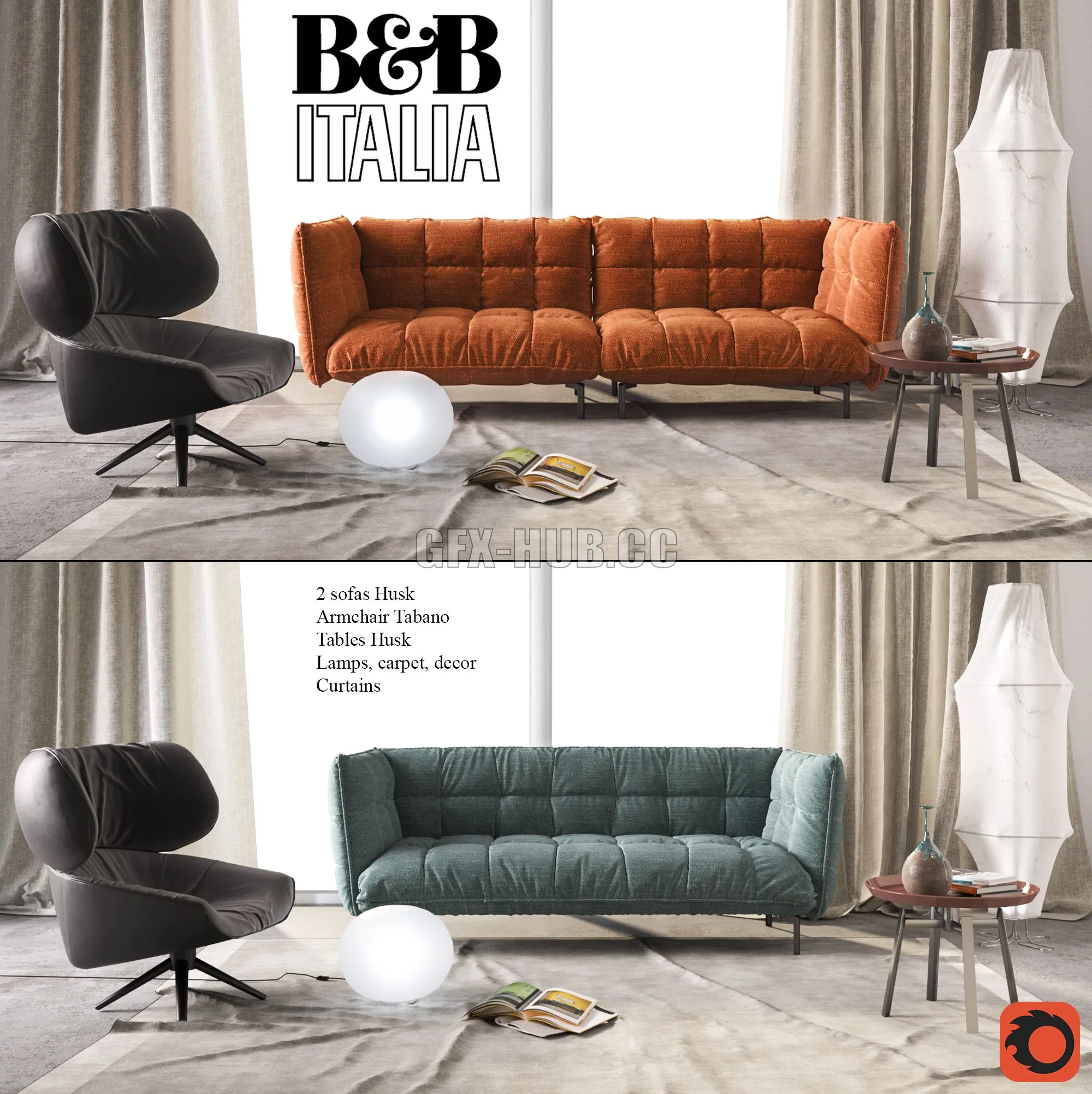 B & B Italia Sofa Husk 3dsMax Model