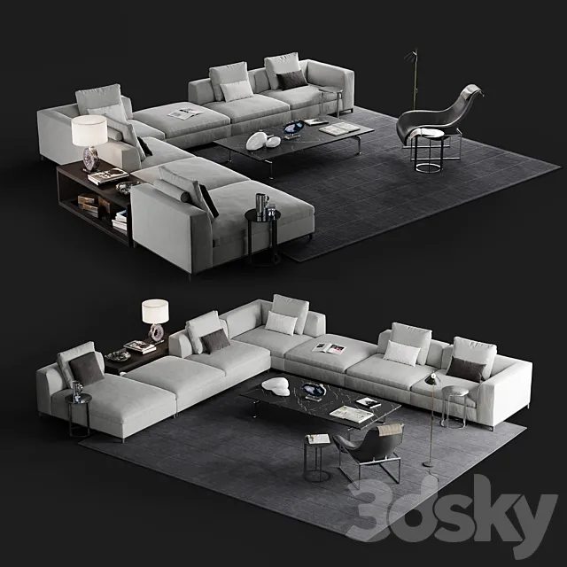 B & B Michel Club sofa set 3DS Max Model