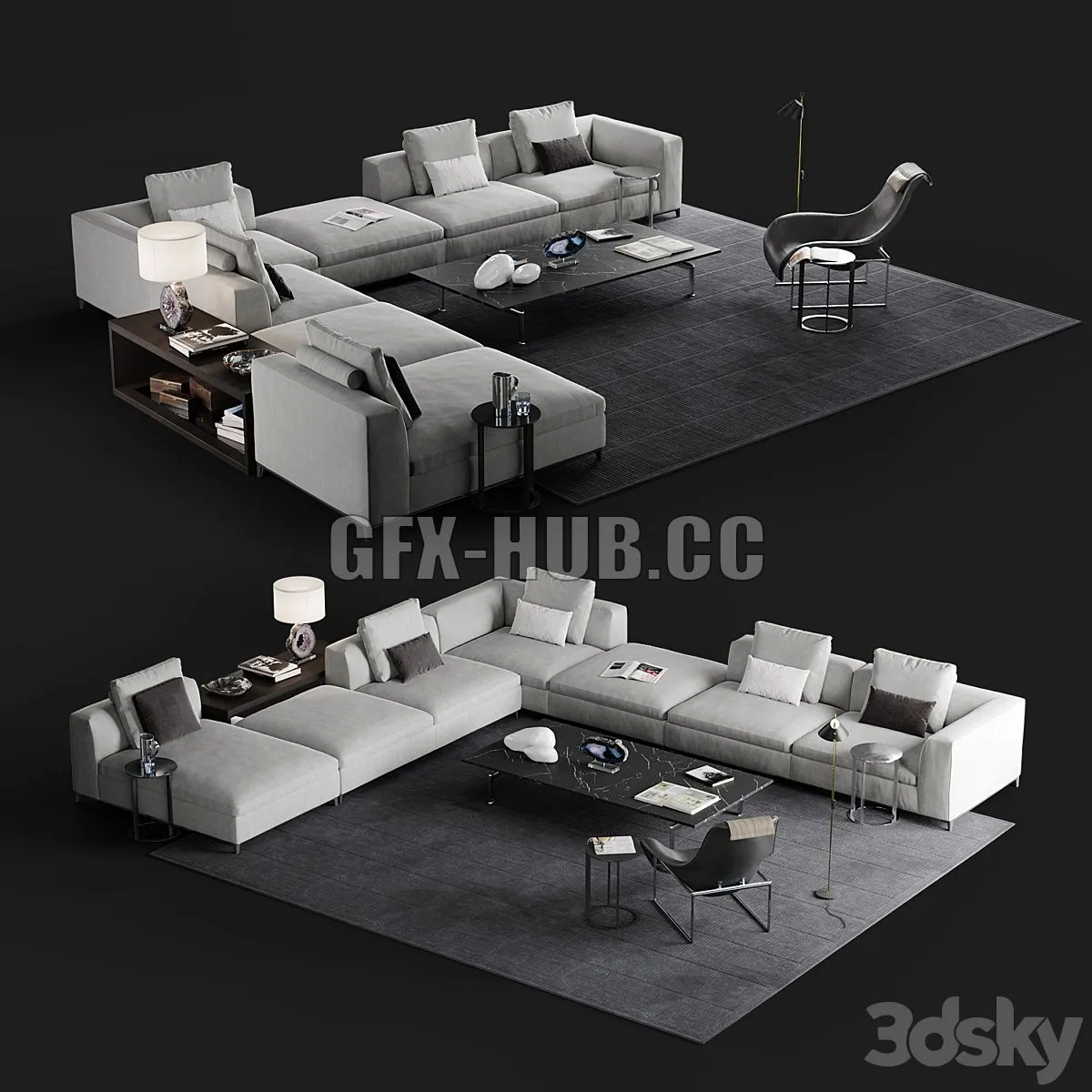 B & B Michel Club sofa set 3dsMax Model