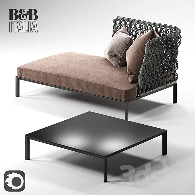 B & B Ravel Sofa R160A6D and Table TR90 3DS Max Model