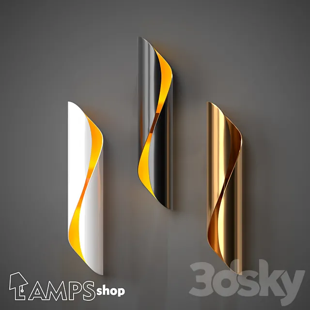 B4091 Sconce Postmodern Flowing Lines 3ds Max