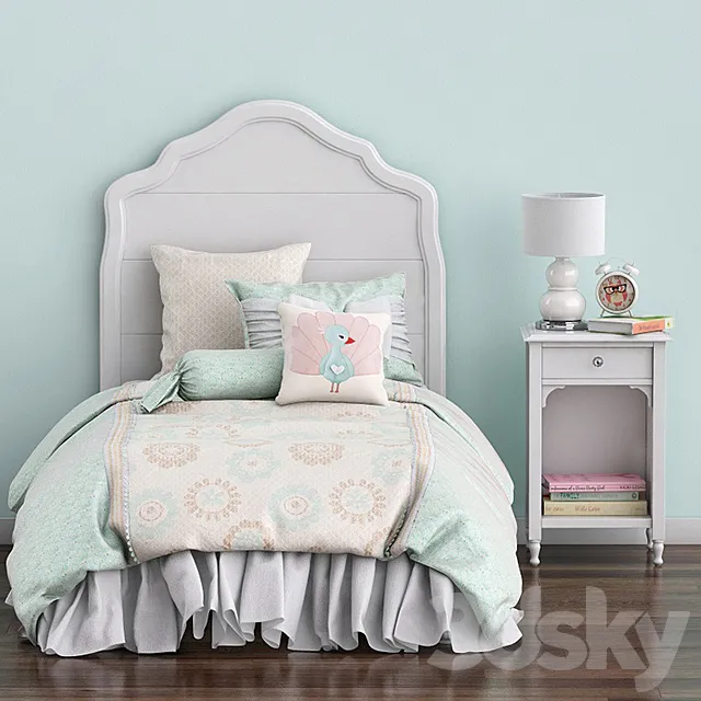 Baby bed and nightstand Juliette. Pottery barn kids 3DSMax File