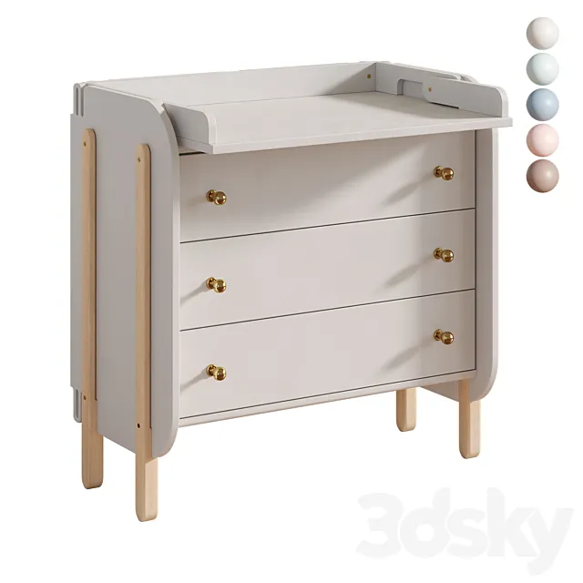 Baby Chipak Chest of drawers with changing board 3ds Max