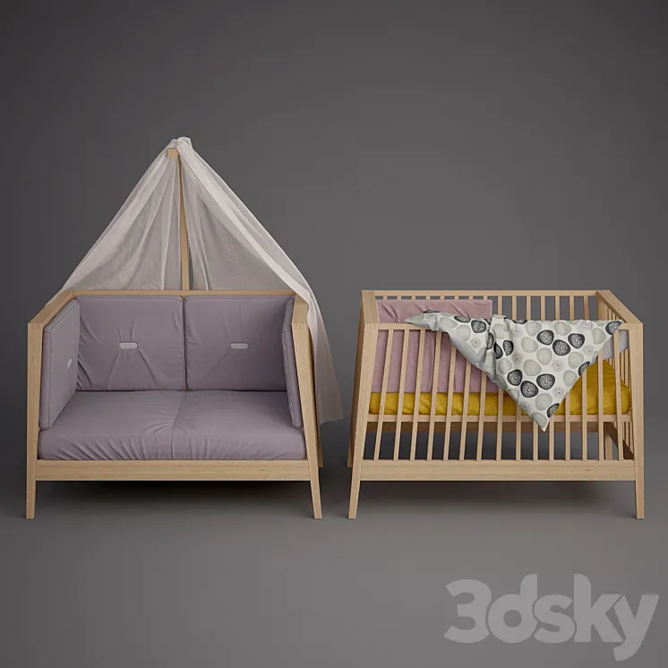 Baby cot Linea by Leander 3DS Max