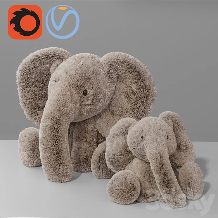 Baby Elephant Plush Toy for Kid 3DS Max