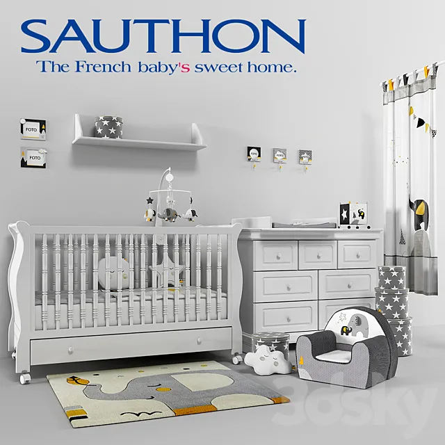 Baby room – SAUTHON Babyfan – SAUTHON Elodie Blanc 3DSMax File