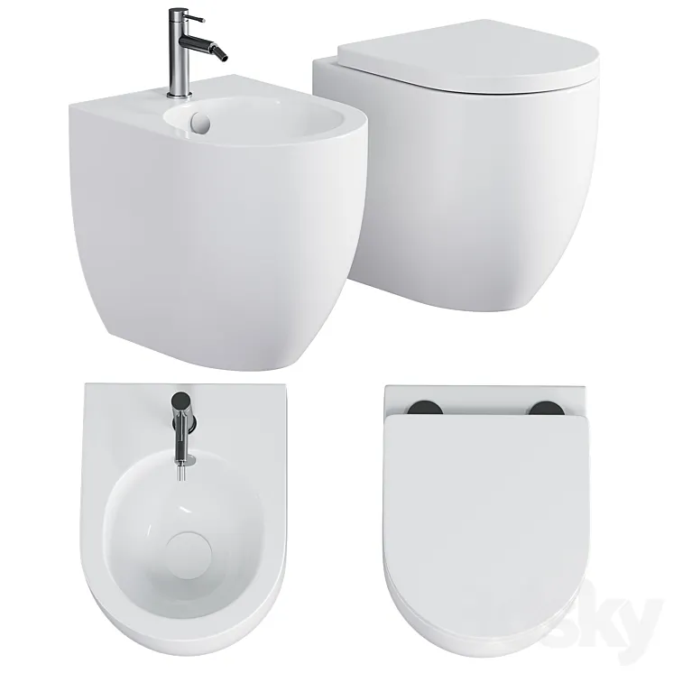 BACK TO WALL WC AND BIDET 48CM FLO KERASAN 3DS Max Model