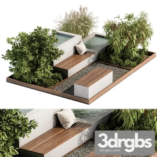 Backyard And Landscape Furniture Bench And Pound Set 26 3dsmax Download