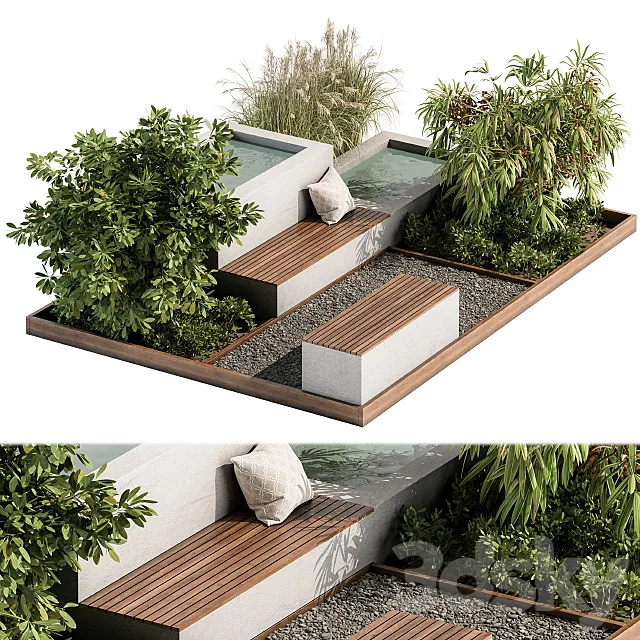 Backyard and Landscape Furniture Bench and Pound – Set 26 3DSMax File