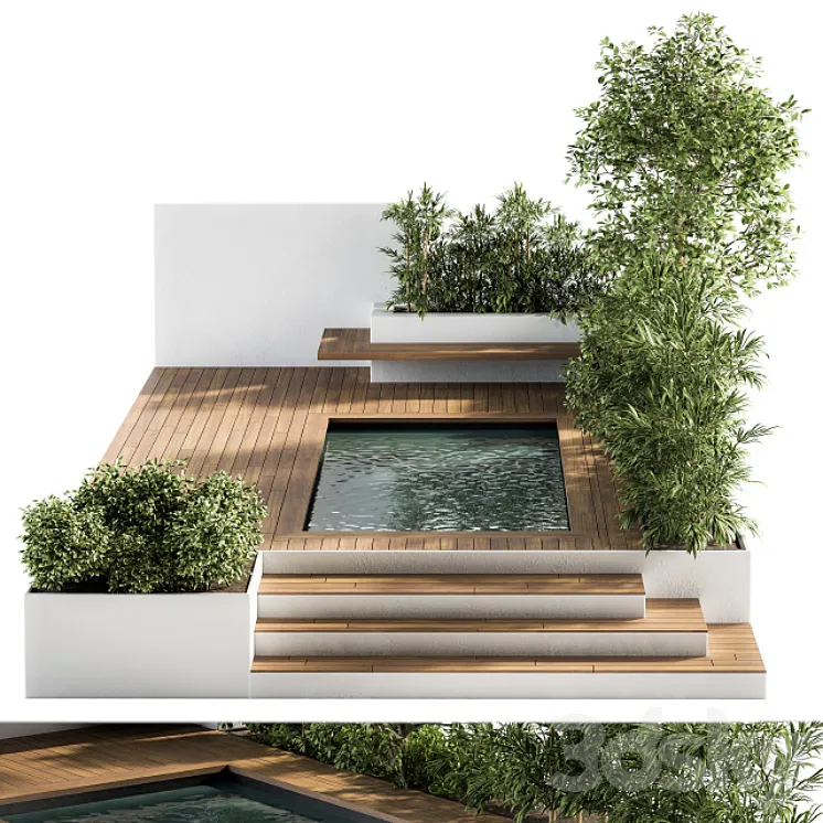 Backyard and Landscape Furniture with Pool 01 3DS Max