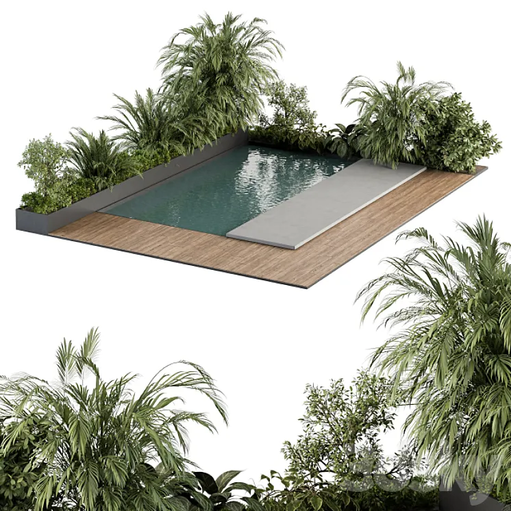 Backyard and Landscape Furniture with Pool 04 3DS Max