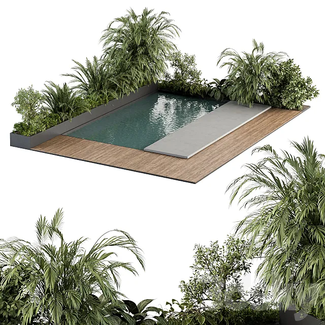 Backyard and Landscape Furniture with Pool 04 3DSMax File