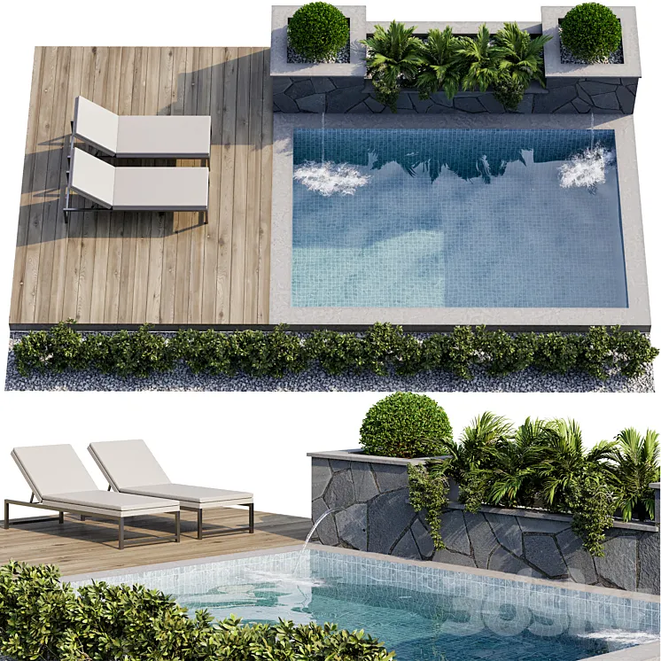 Backyard and Landscape with Pool 12 3DS Max