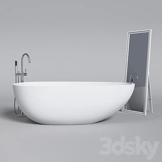 Badeloft bathtub and faucet plus Ikea Harran mirror 3ds Max