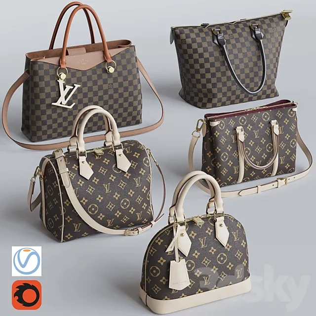 Bag Set 3. Louis Vuitton 3DSMax File