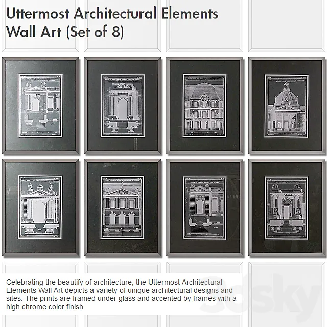 Baguette \ Uttermost Architectural Elements Wall Art (Set of 8) 3ds Max