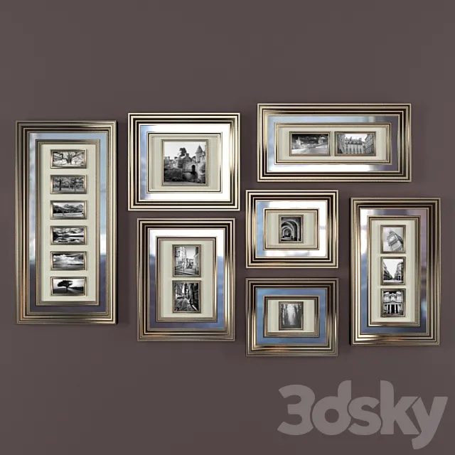 Baguettes Mirrored Collage Frame Gallery 3DSMax File