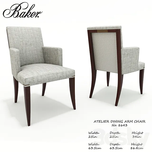 Baker Atelier dining arm chair No.8643 3DSMax File