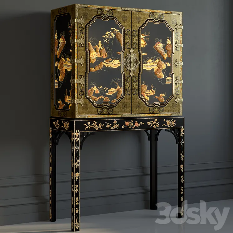 BAKER GeorgeIII Oriental Lacquer Cabinet 3DS Max