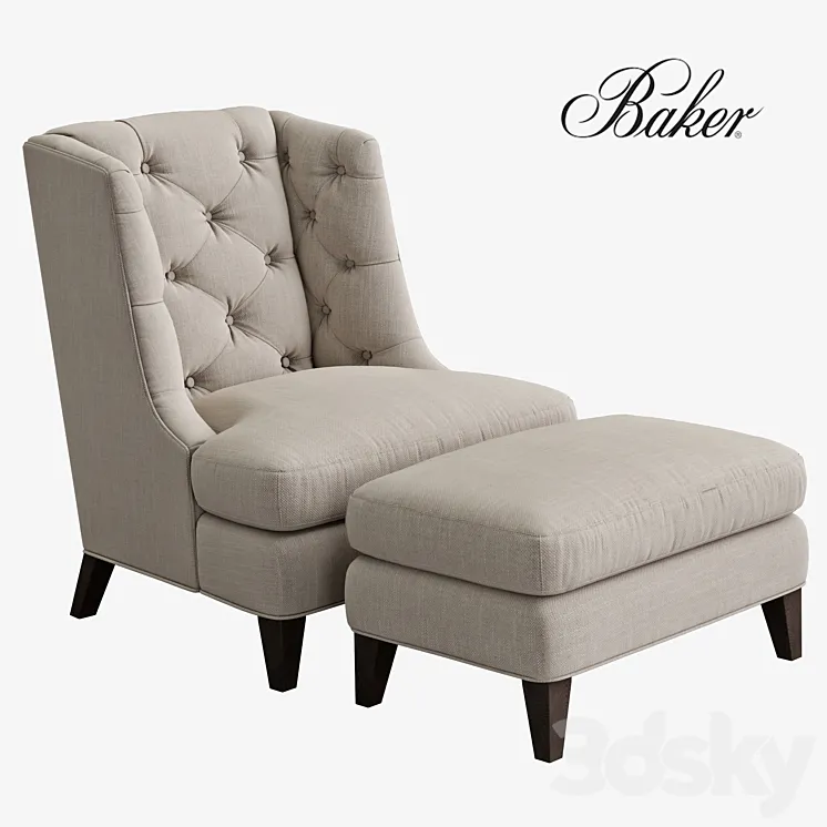 BAKER Moderne Wing Chair 3DS Max