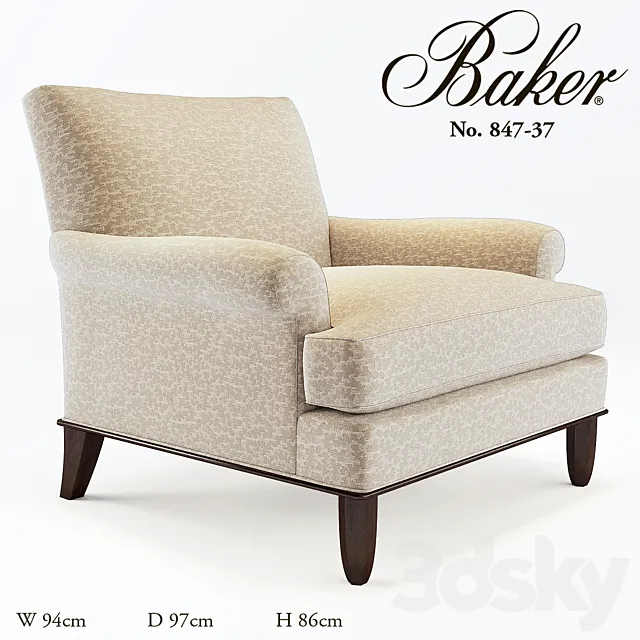 Baker No.847-37 Tight back lounge chair 3DS Max Model