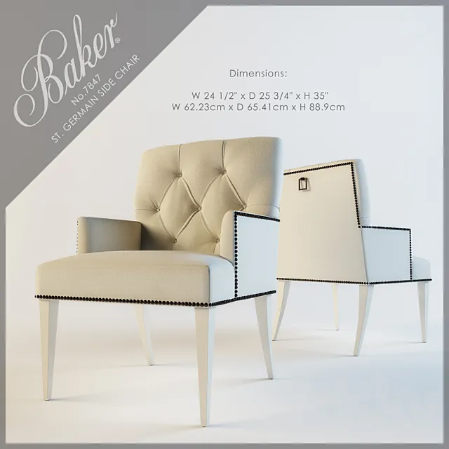 BAKER St. GERMAIN SIDE CHAIR No. 7847 3DS Max Model