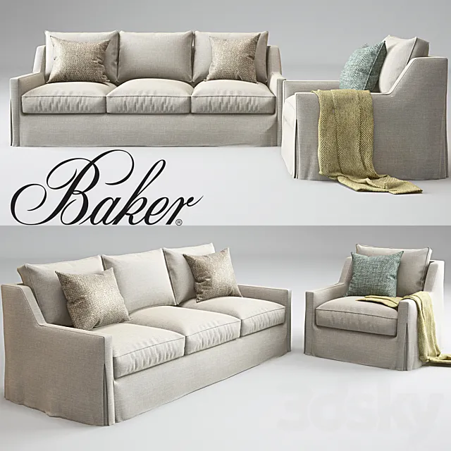 Baker Tiburon sofa & Tiburon Lounge Chair_Barbara Barry 3DSMax File