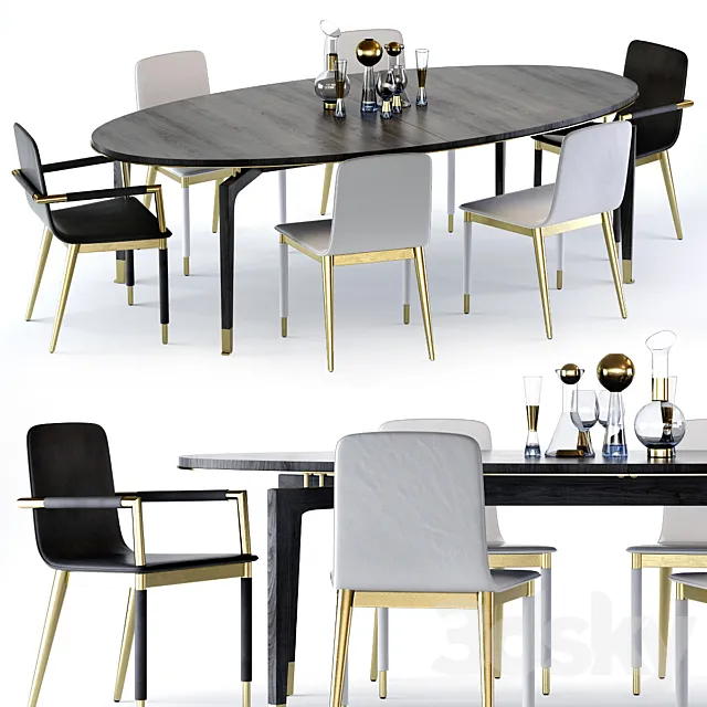 Baker Vendome Table and Folio Chair 3ds Max
