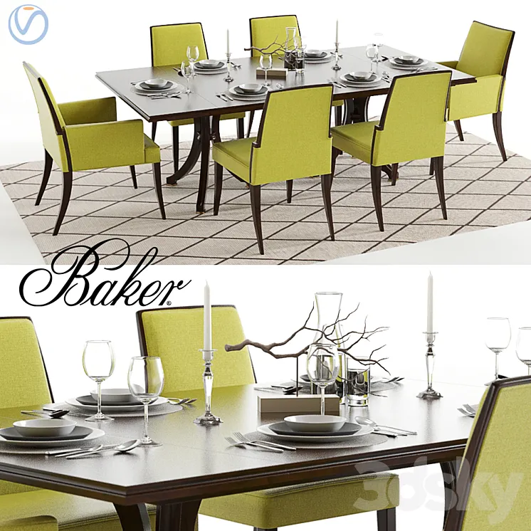 Baker Vienna Table and Abrazo Chairs 3DS Max