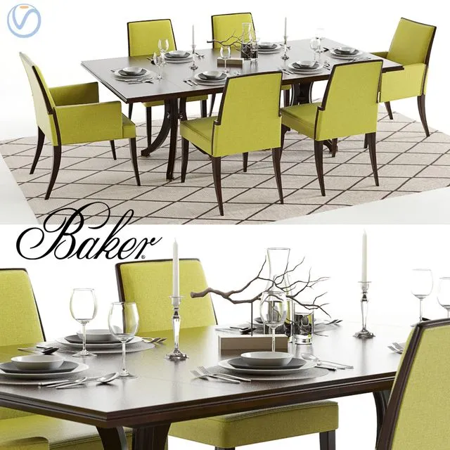Baker Vienna Table and Abrazo Chairs 3dsMax Model