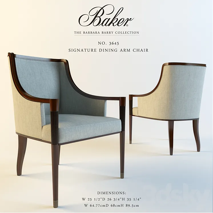 Baker_3645_SIGNATURE DINING ARM CHAIR 3DS Max