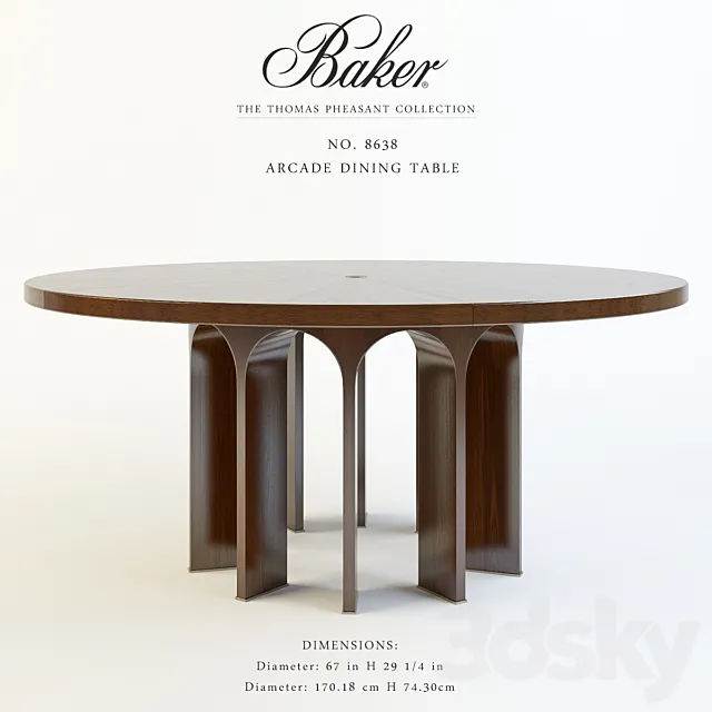 Baker_Arcade Dining Table_No. 8638 3DS Max Model