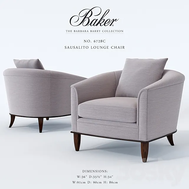 Baker_Sausalito Lounge Chair_No 6728C 3DS Max Model