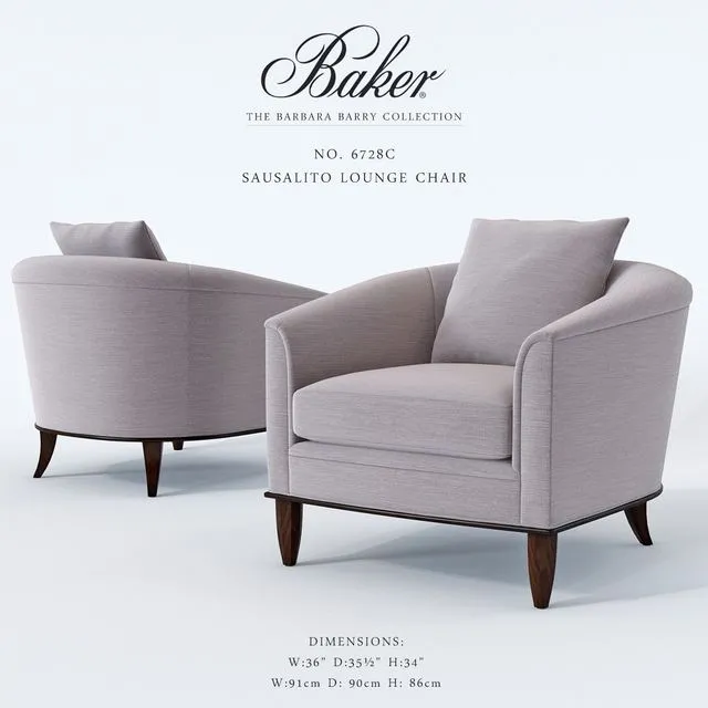 Baker_Sausalito Lounge Chair_No 6728C 3dsMax Model