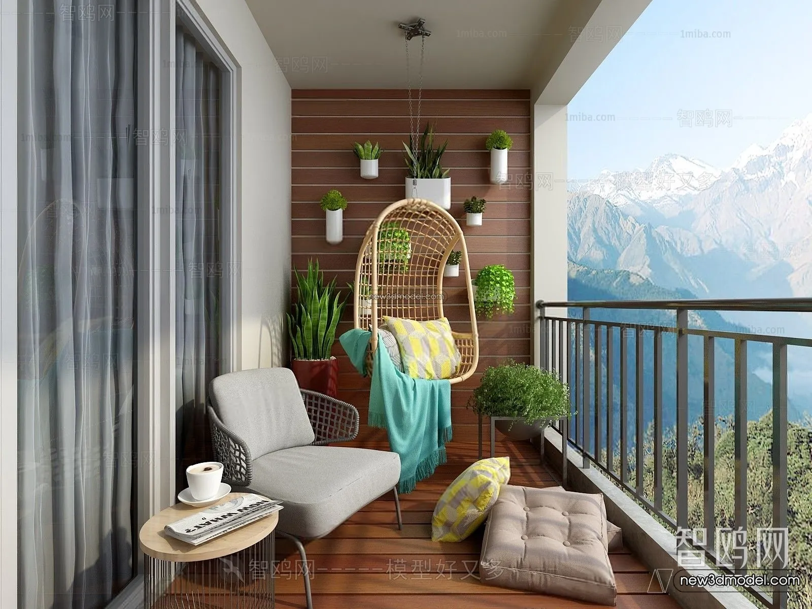 Balcony – 3D Interior Scene – 3D Models – 041