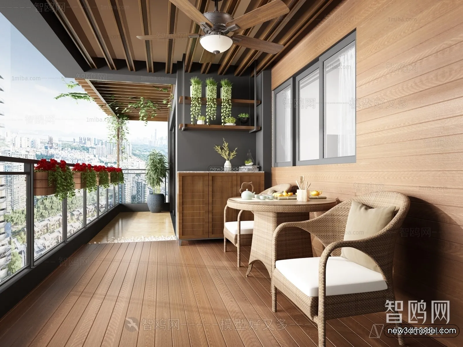 Balcony – 3D Interior Scene – 3D Models – 042