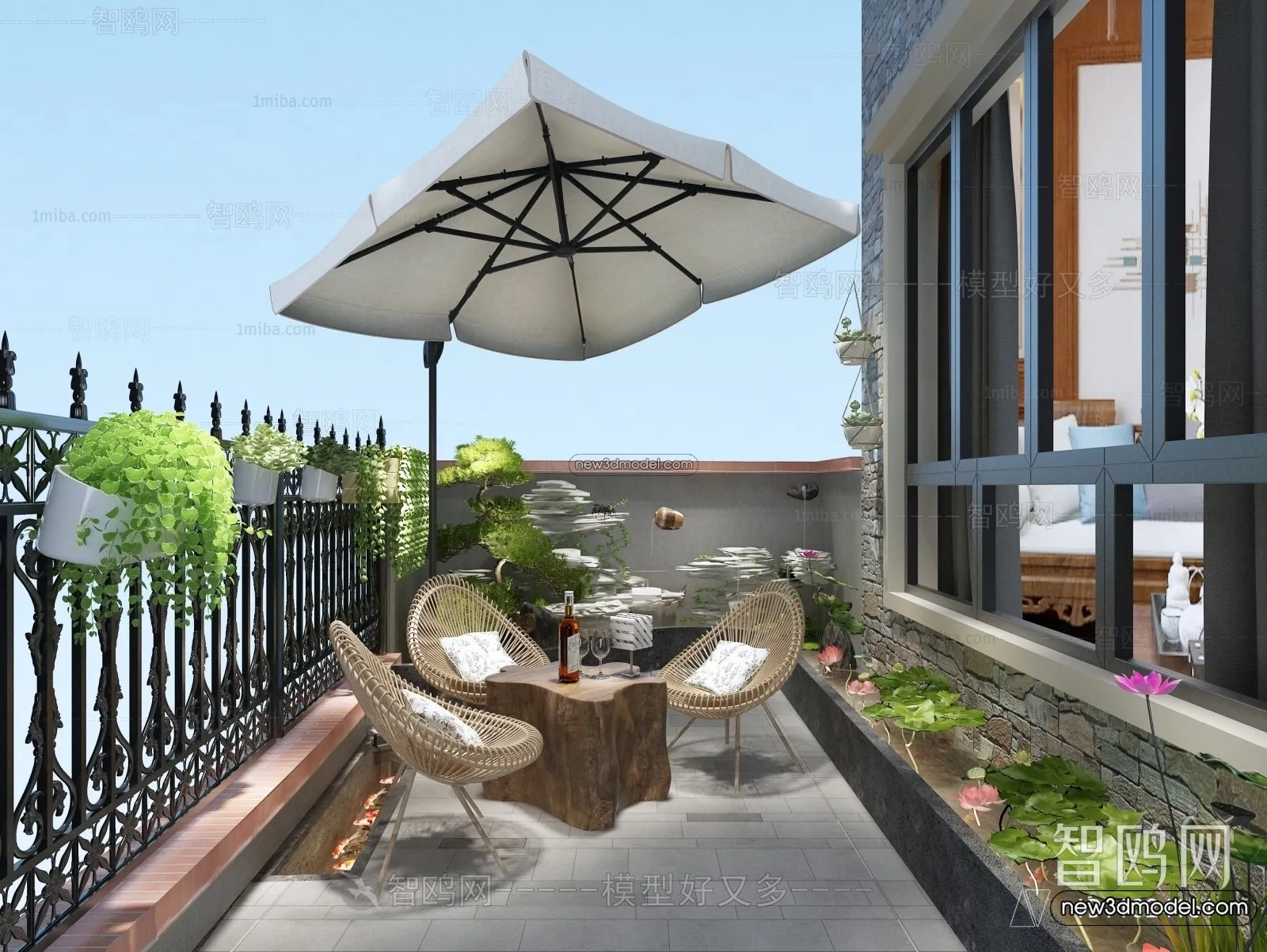 Balcony – 3D Interior Scene – 3D Models – 135