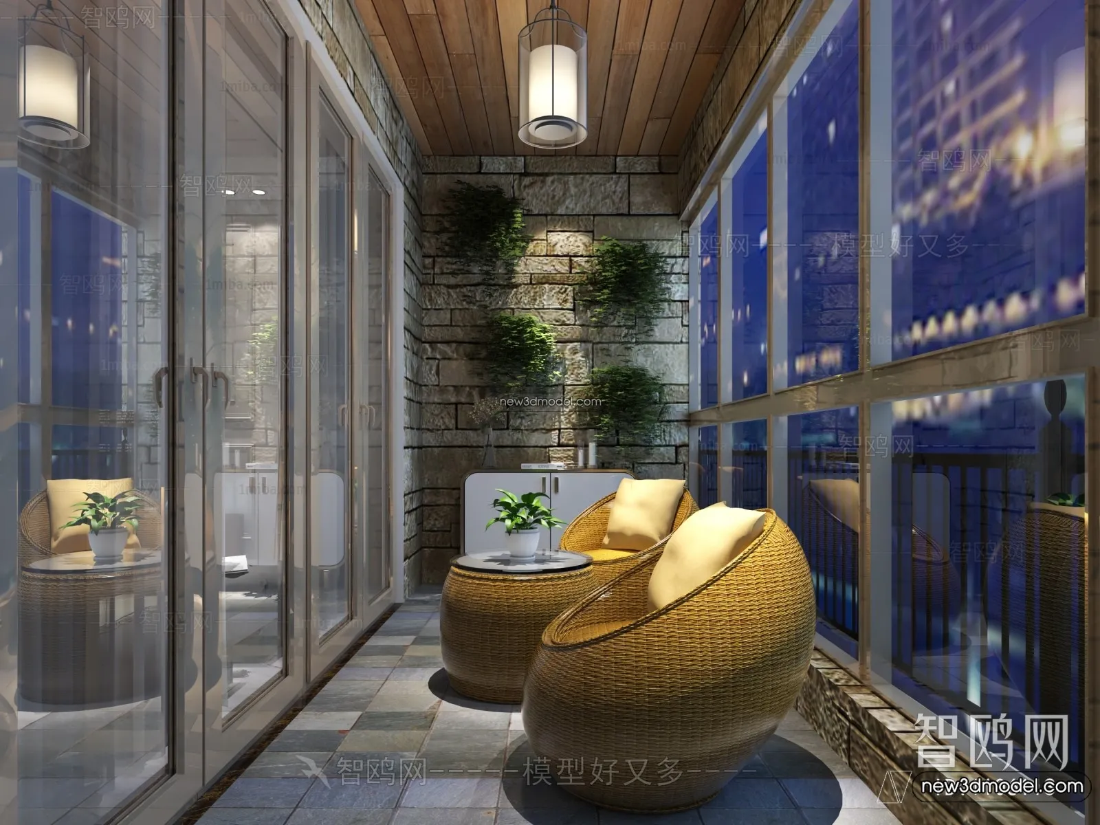 Balcony – 3D Interior Scene – 3D Models – 138