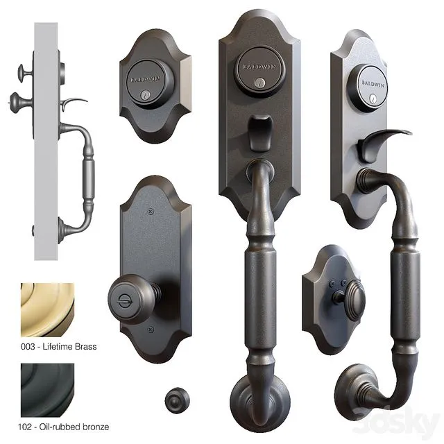 Baldwin. Ashton two-point lock handleset 3dsMax Model