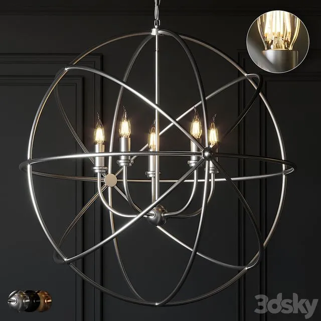 Ballard Design Beau Orb Chandelier Antique Silver Bronze and Champagne 3dsMax Model