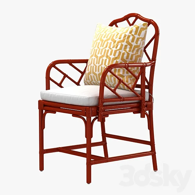 Ballard macau arm chair in deep coral 3DS Max Model