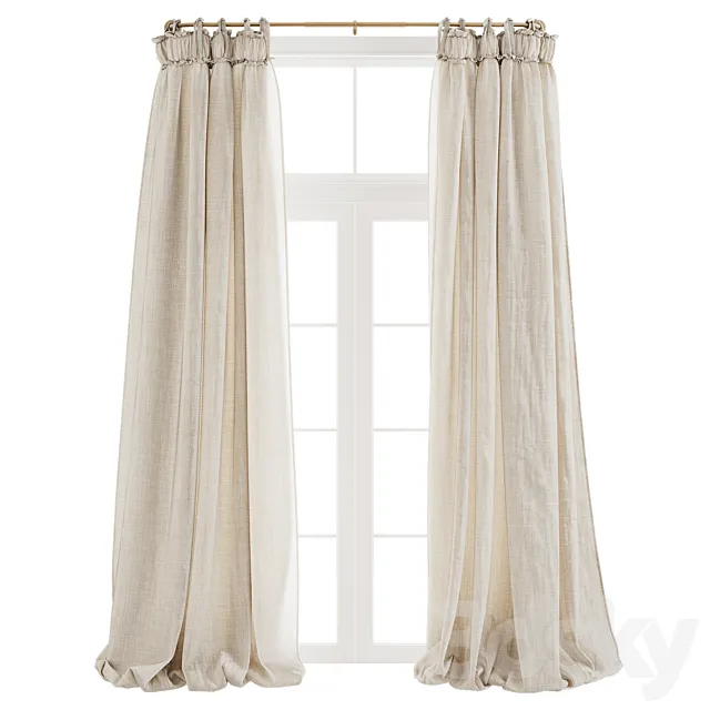 Balloon Drapery Linen Light Natural Curtains 3DS Max Model