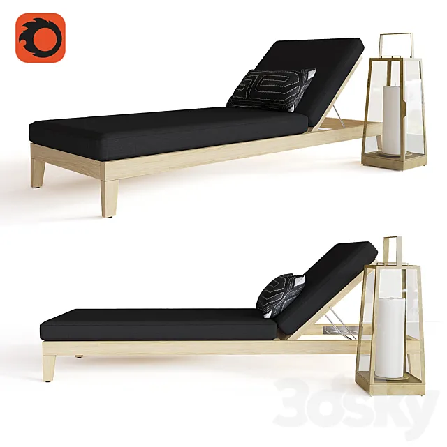 BALMAIN TEAK CHAISE 3DS Max Model