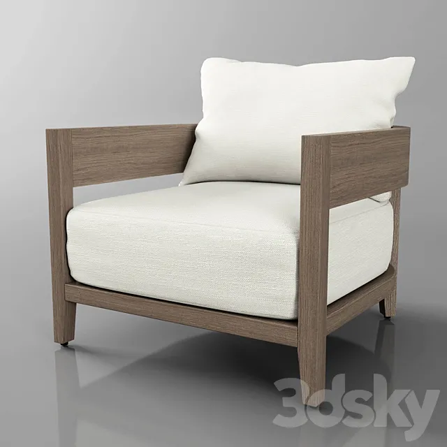 balmain teak lounge chair 3ds Max