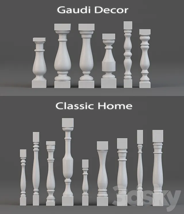 Balusters Classic Home and Gaudi Decor 3DSMax File