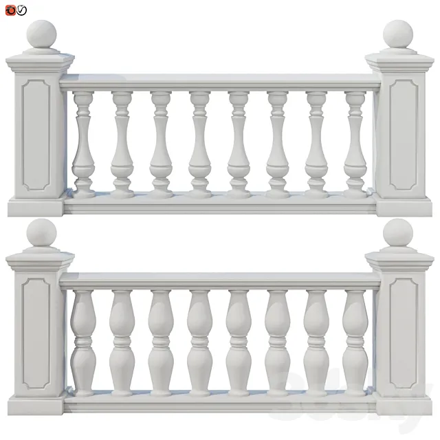 Balustrade classic set 4 3ds Max